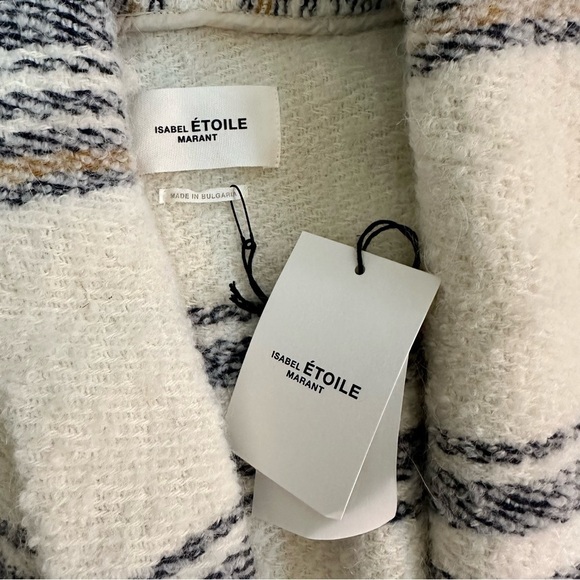 ISABEL MARANT Faby Striped Wool-Alpaca Long Coat NEW 42 - Picture 11 of 14